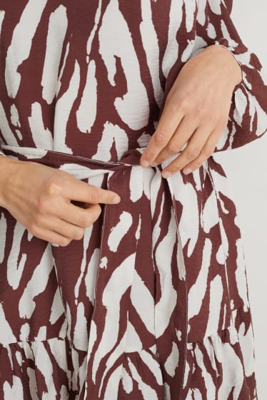 Damen - A-Linien Kleid - gemustert - dunkelbraun