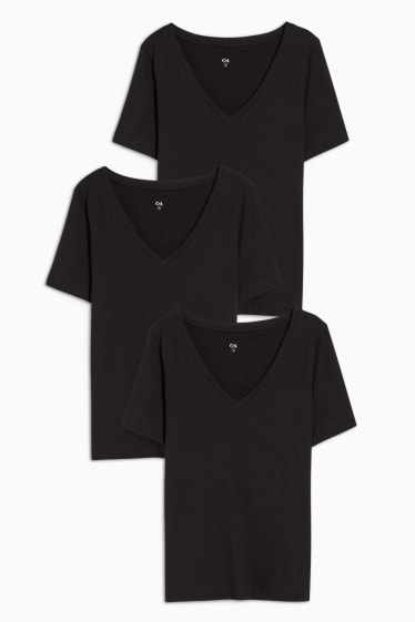 Dames - Set van 3 - T-shirt - zwart