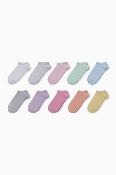 Dětské - Multipack 10 ks - ponožky do tenisek - růžová / světle modrá