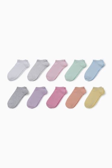 Children - Multipack of 10 - trainer socks - rose / light blue