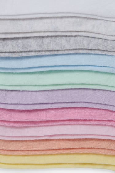 Niños - Pack de 10 - calcetines tobilleros - rosa / azul claro