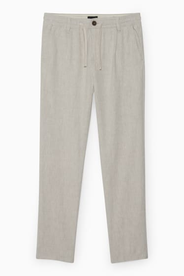 Pánské - Kalhoty chino - tapered fit - lněná směs - světle béžová