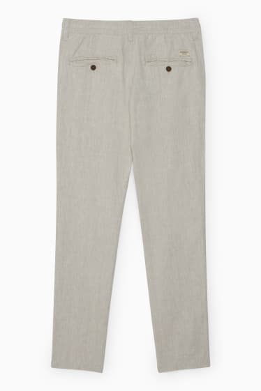 Hommes - Chino - tapered fit - lin mélangé - beige clair