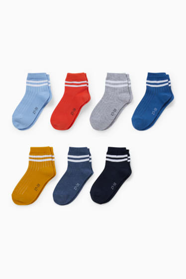 Enfants - Lot de 7 paires - chaussettes - bleu foncé