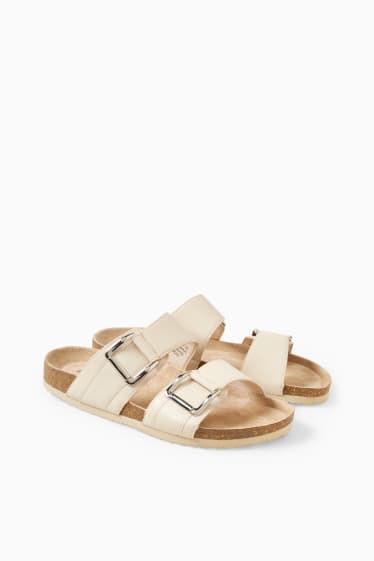 Damen - Sandalen - Lederimitat - hellbeige