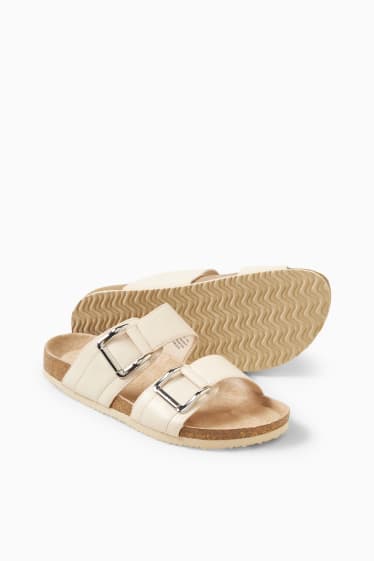Damen - Sandalen - Lederimitat - hellbeige