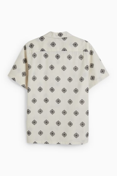 Home - Camisa - regular fit - coll solapa - mescla de lli - beix clar