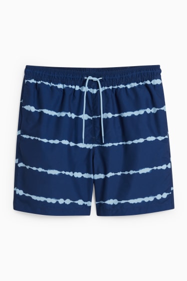 Herren - Badeshorts - gestreift - blau  / dunkelblau