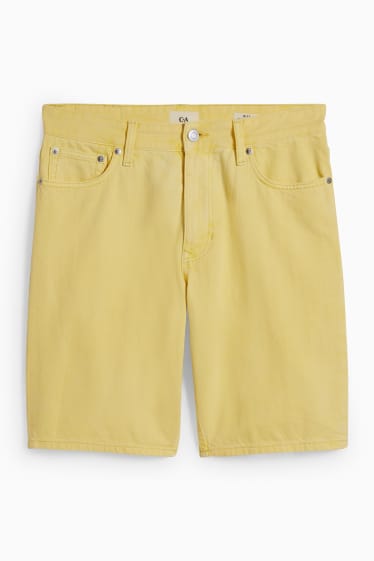 Pánské - Džínové šortky - žlutá