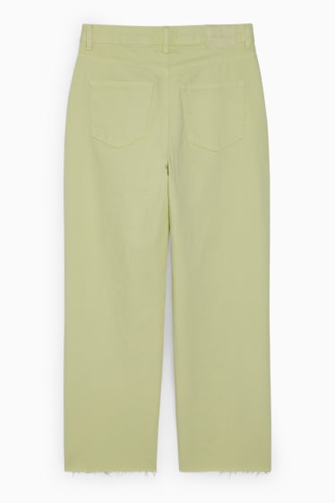 Dospívající a mladí - CLOCKHOUSE - kalhoty - high waist - straight fit - světle zelená