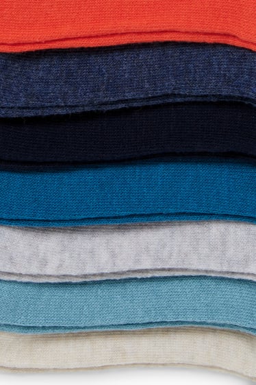 Enfants garçons - Lot de 7 paires - socquettes de sport - bleu foncé / blanc crème