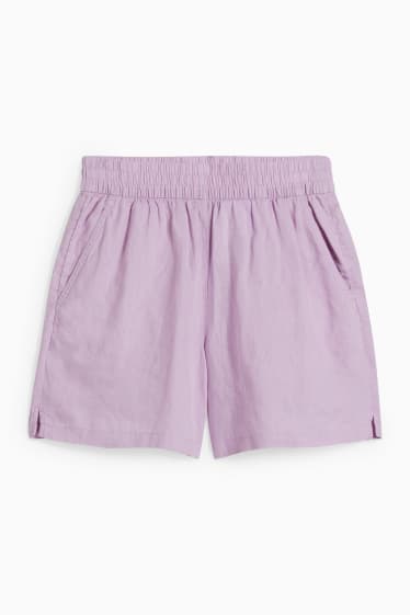 Women - Linen shorts - light violet