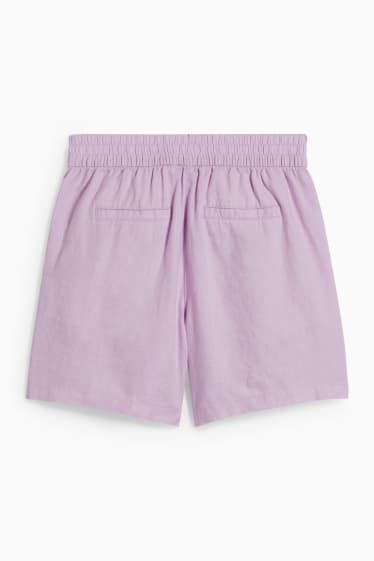 Women - Linen shorts - light violet