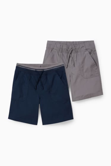 Enfants - Lot de 2 - bermudas - bleu foncé