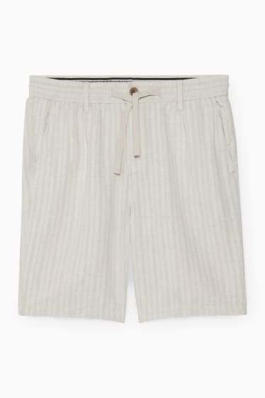 Herren - Shorts - Leinen-Mix - gestreift - hellbeige