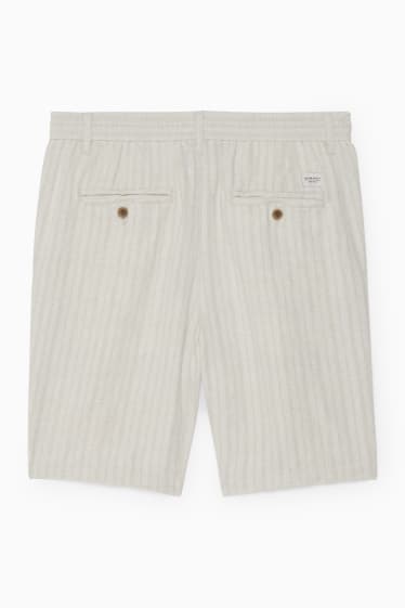 Hombre - Shorts - mezcla de lino - de rayas - beige claro