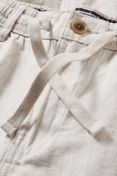 Men - Shorts - linen blend - striped - light beige