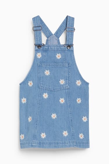 Kinder Mädchen - Set - Kurzarmshirt und Jeans-Latzkleid - 2 teilig - helljeansblau