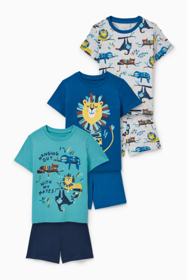Enfants garçons - Lot de 3 - pyjashorts - 6 pièces - bleu