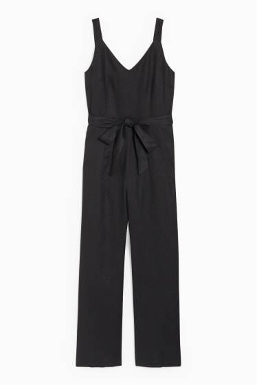Women - Linen jumpsuit - black