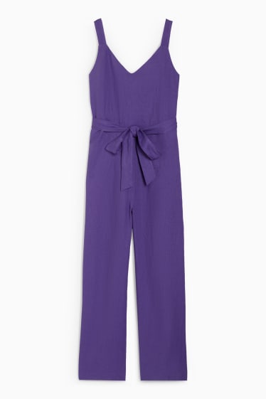 Femei - Salopetă de in - violet