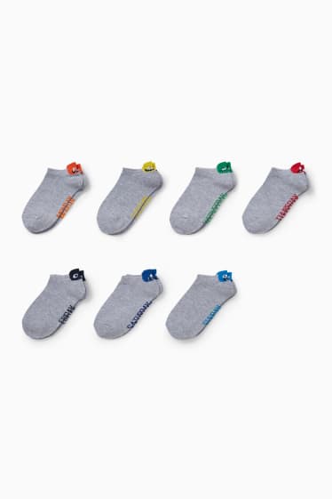 Children - Multipack of 7 - monster - trainer socks with motif - light gray-melange