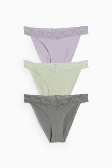 Damen - Multipack 3er - Slip - grau