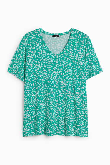 Femmes - T-Shirt - LYCRA® - à fleurs - vert