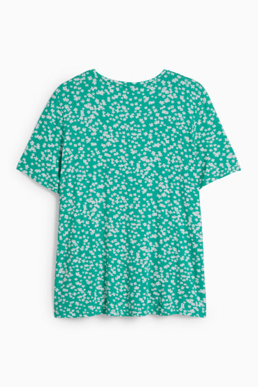 Donna - T-shirt - LYCRA® - a fiori - verde
