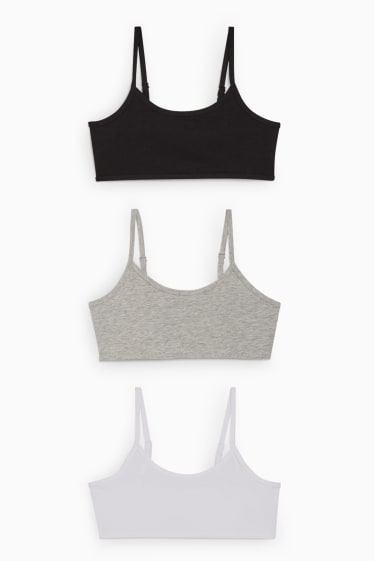 Kinder Mädchen - Multipack 3er - Bustier - hellgrau-melange