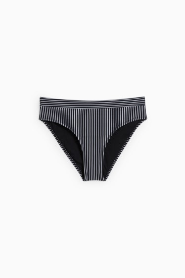 Damen - Bikini-Hose - Mid Waist - LYCRA® XTRA LIFE™ - gestreift - schwarz / weiß