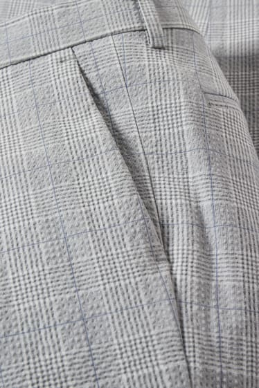 Hombre - Pantalón de vestir - colección modular - slim fit - de cuadros - gris