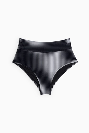 Donna - Slip bikini - vita alta - LYCRA® XTRA LIFE™ - a righe - nero / bianco