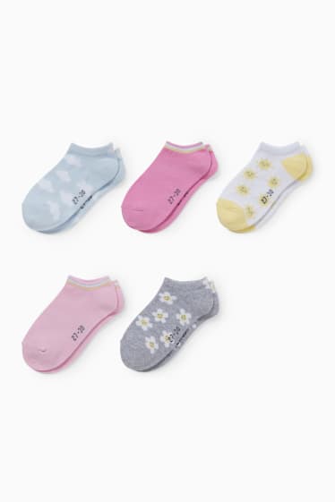Kinder Mädchen - Multipack 5er - Natur - Sneakersocken mit Motiv - rosa