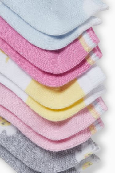 Kinder Mädchen - Multipack 5er - Natur - Sneakersocken mit Motiv - rosa