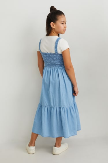 Kinder - Set - Kurzarmshirt und Kleid - 2 teilig - hellblau
