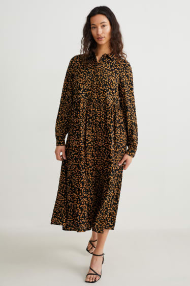 Femmes - Robe-chemisier - à motif - noir / beige