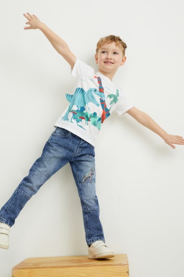 Children - Dinosaur - slim jeans - denim-light blue