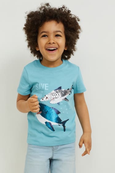 Kinderen - T-shirt - glanseffect - turquoise