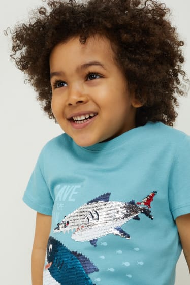 Kinderen - T-shirt - glanseffect - turquoise