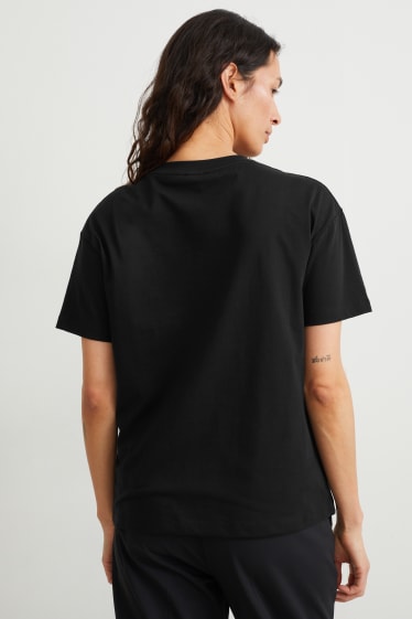 Damen - T-Shirt mit Ketten-Applikation - schwarz