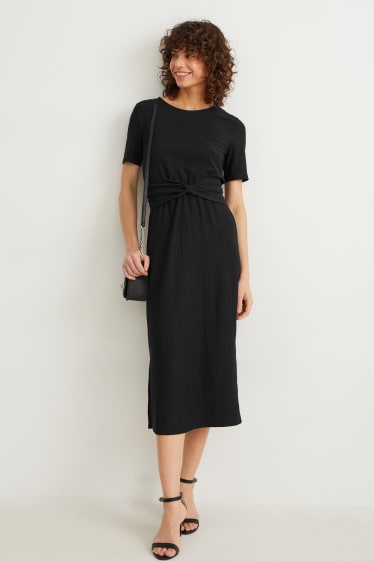 Women - Fit & flare dress with knot detail - black