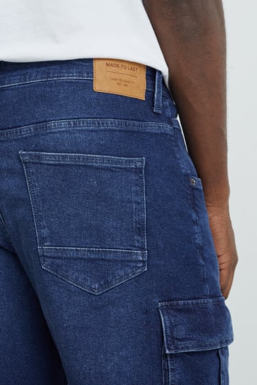 Hommes - Short cargo en jean - jean bleu foncé