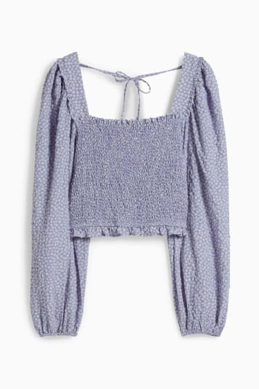 Dames - CLOCKHOUSE - crop blouse - gebloemd - lichtpaars