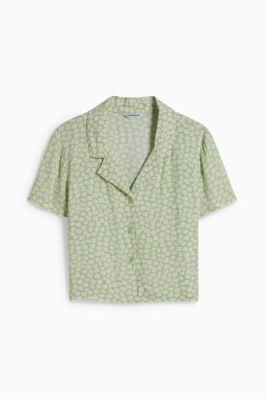 Jóvenes - CLOCKHOUSE - blusa crop - de flores - verde claro