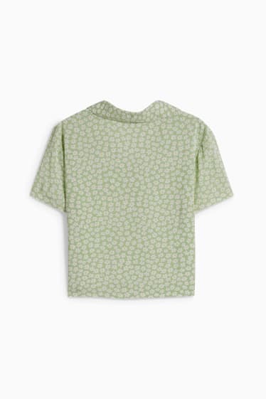 Ragazzi e giovani - CLOCKHOUSE - blusa taglio corto - a fiori - verde chiaro