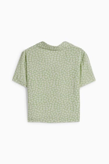 Jóvenes - CLOCKHOUSE - blusa crop - de flores - verde claro