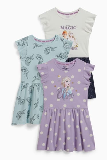 Kinderen: meisjes - Set van 3 - Frozen - jurk - lichtpaars