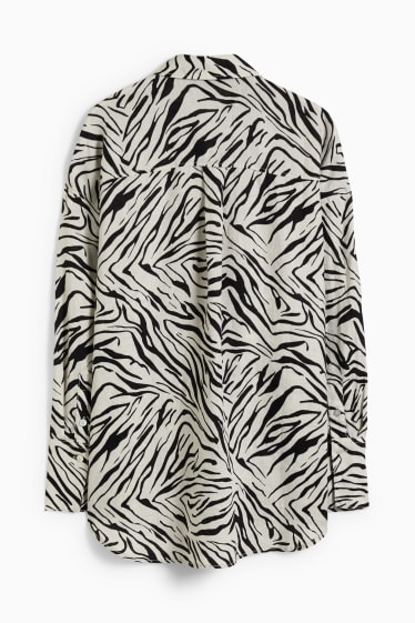 Donna - Blusa di lino basic - fantasia - beige chiaro