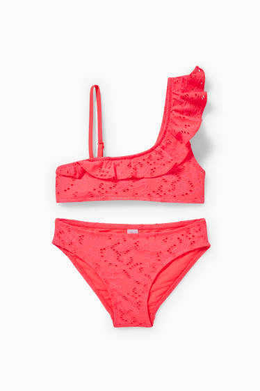 Kinder Mädchen - Bikini - LYCRA® XTRA LIFE™ - 2 teilig - neon-rot